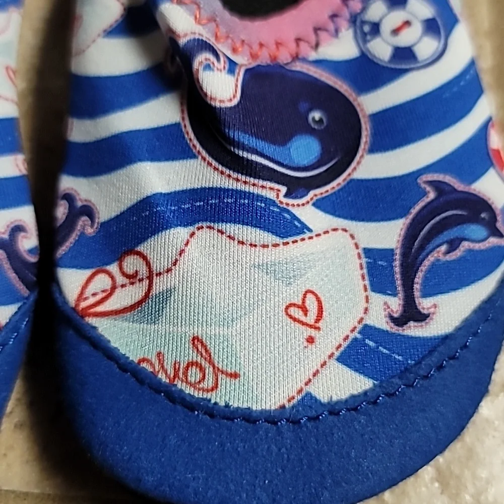 Water/Multi-Purpose Non-Slip Rubber Bottom Unisex Whale Slipon Shoes for Toddler
